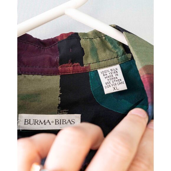 Burma Bibas Retro 90's vintage Fresh Prince 100% Silk Geometric Shirt HipHop XL - Picture 10 of 13